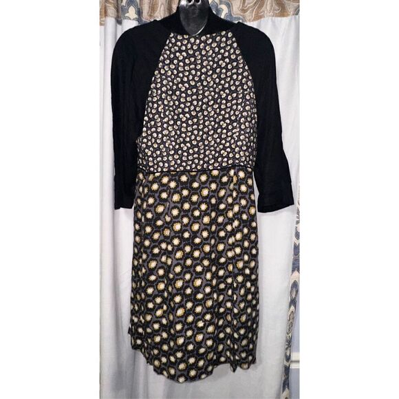 Beautiful Boden floral color block henley swing skater dress 2/3 sleeve size 10L - Picture 3 of 7